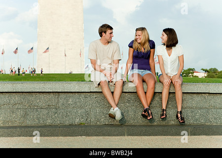 Friends at washington monument Stock Photo