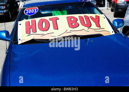 Car with sale sign Stock Photo