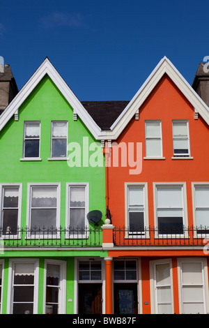 Colourful seafront properties at Whitehead Stock Photo