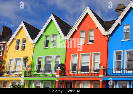 Colourful seafront properties at Whitehead Stock Photo