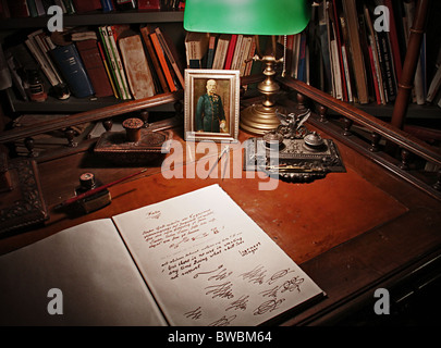 old desk with calligraphic elements Stock Photo