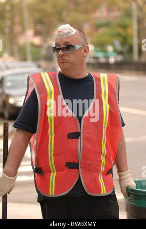Boy George Court-Ordered Community Service Sweeping Streets for Department of Sanitation Stock Photo