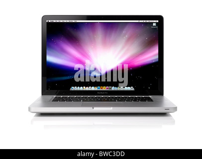 An open Apple laptop computer Stock Photo
