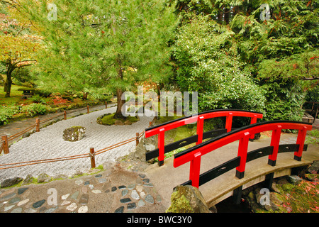 Japanese garden section of Butchart Gardens in autumn-Victoria, British Columbia, Canada. Stock Photo