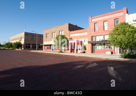 Businesses on the courthouse square in small town of Memphis, Texas, USA in the panhandle area of the state. Stock Photo