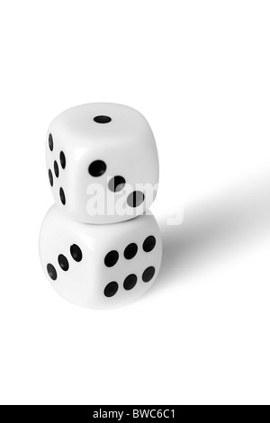 Playing cubes of white colour on a white background Stock Photo