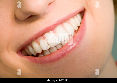 Close-up of happy female smile and healthy teeth Stock Photo