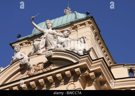 Statues on the Slowacki theatre in Cracow Stock Photo