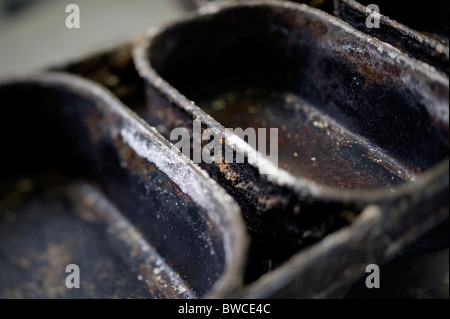 Traditional bakery  rustic baking tins Stock Photo