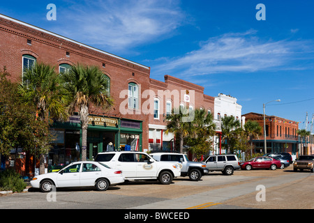 Shops on Avenue E in downtown Apalachicola, Gulf Coast, Florida, USA Stock Photo