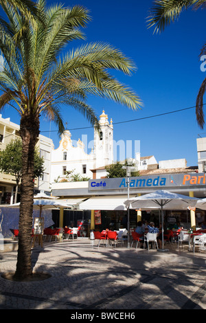 A shady corner at the 'Praca da Republica', Portimao, Algarve, Portugal. Stock Photo