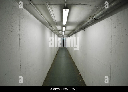 artifiale tunnel with neon lights Stock Photo
