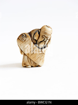 NETSUKE, SCULPTURE, JAPANESE, OLD MAN, FIGURE Stock Photo