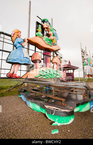 Part of the £1million worth of damage caused to Blackpool illuminations by a severe storm on 11th November 2010. Stock Photo