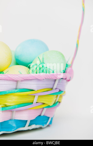 Studio shot of Easter eggs in basket