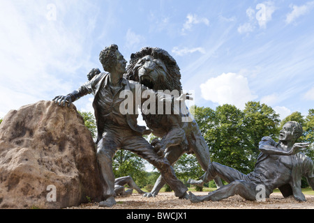 Sculpture at the David Livingstone Centre, Blantyre, South Lanarkshire, Scotland UK. Livingstone was attacked by a lion at Mabotsa, South Africa. Stock Photo