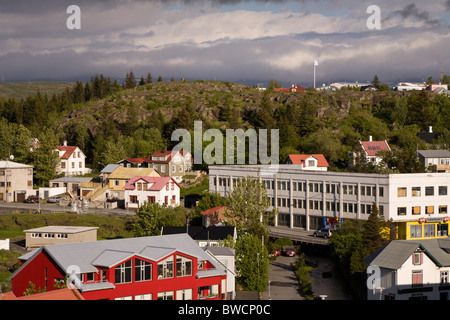 View over Hafnarfjordur, Greater Reykjavik Area, Iceland Stock Photo