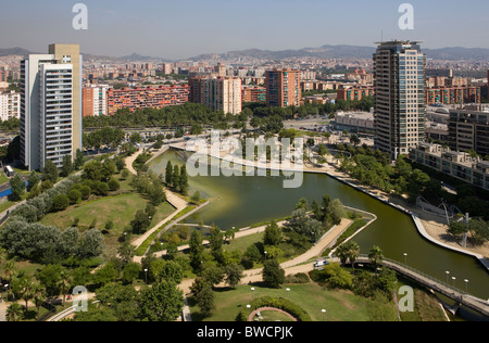 Aerial view of Parc Diagonal Mar, Barcelona Stock Photo