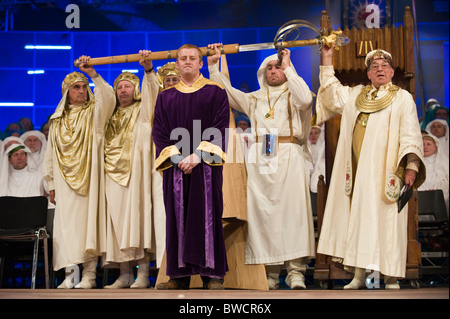 Tudur Hallam Chaired Bard during on stage ceremony at the National Eisteddfod of Wales annual Welsh cultural festival Stock Photo