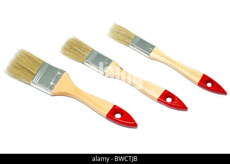 Three different brushes isolated on white background. Stock Photo