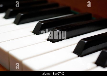 Piano keys close up photo. Selective focus. Stock Photo