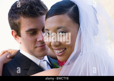 USA, Illinois, Metamora, Portrait of bride and groom Stock Photo