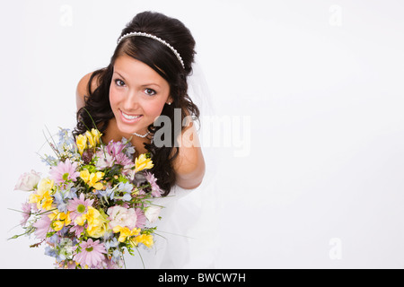 USA, Illinois, Metamora, Studio portrait of young bride Stock Photo