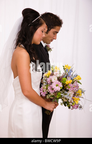 USA, Illinois, Metamora, Studio shot of bride and groom Stock Photo