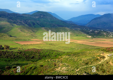 View from the hill of ancient Finiq, District of Delvina, Albania Stock Photo