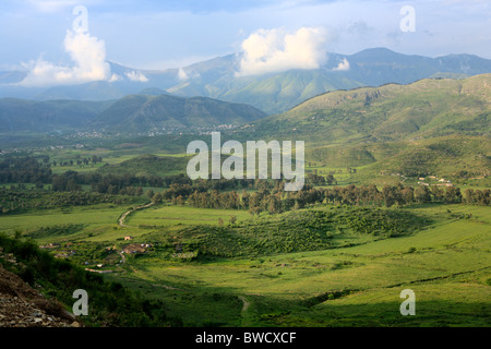 View from the hill of ancient Finiq, District of Delvina, Albania Stock Photo