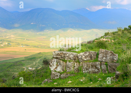 View from the hill of ancient Finiq, District of Delvina, Albania Stock Photo