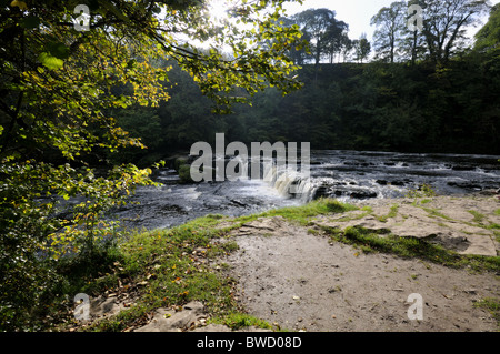 The Upper Falls at Aysgarth in the Yorkshire Dales National Park Stock Photo