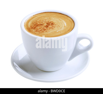 Cup of coffee with froth and cinnamon Stock Photo