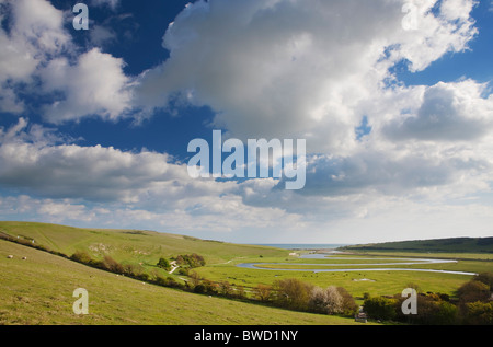 Meander of the River Cuckmere; East Sussex; England; Great Britain Stock Photo