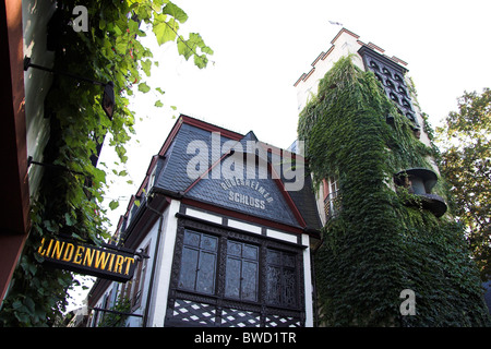 Rudesheimer Schloss Hotel, in the Drosselgasse, Rudesheim, Germany Stock Photo