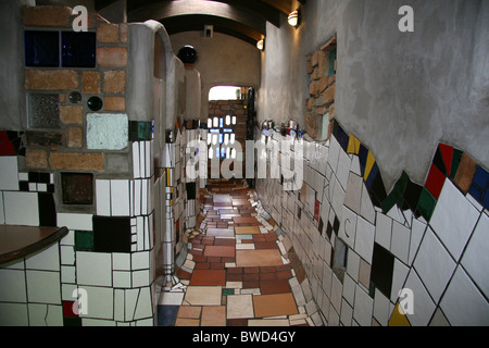 Frederick Hundertwasser's mosaic public toilets in Kawakawa, North Island, New Zealand Stock Photo