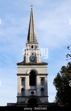 The Spire of Christ Church, Spitalfields, Commercial Street, London, England, UK Stock Photo