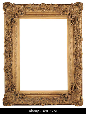 Golden vintage frame isolated over white background - With clipping path Stock Photo