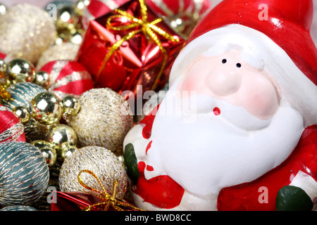 Funny Santa Claus with Christmas decorations Stock Photo