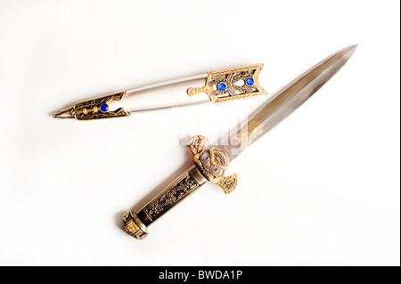 Viking dagger with decorated handle Stock Photo