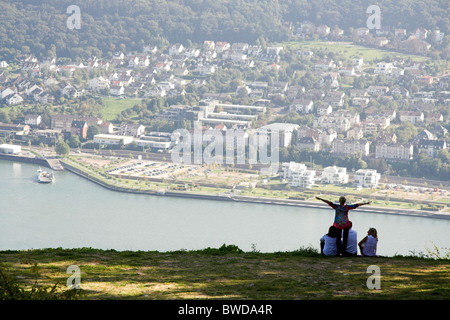 View from Niederwald Park overlooking the Rhine Valley, Rudesheim, Germany Stock Photo