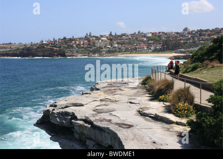 Tamarama and Bronte beaches seen from Mackenzie's Point, Bondi Beach, Sydney, New South Wales, NSW, east Australia, Australasia Stock Photo