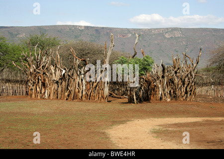 Kraal for Protecting Cattle, Swazi Village, Swaziland, South Africa Stock Photo