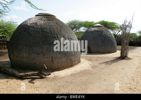 Thatched Huts, Swazi Village, Swaziland, South Africa Stock Photo