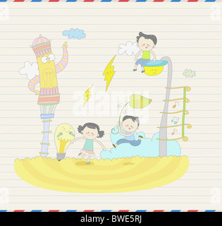 illustration of fantasy and kids Stock Photo