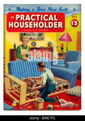 Cover of Practical Householder magazine, July 1956, featuring upholstering a three piece suit Stock Photo