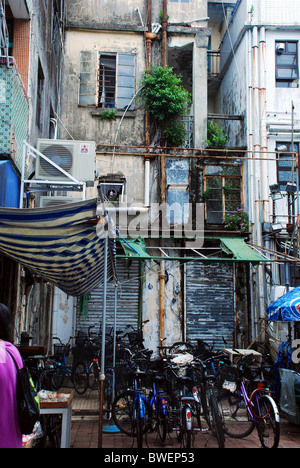 A typical looking shop/house situated on the Island of Cheung Chau just half an hour from Hong Kong Stock Photo