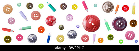 Seamless pattern from color old-fashioned buttons on a white background Stock Photo
