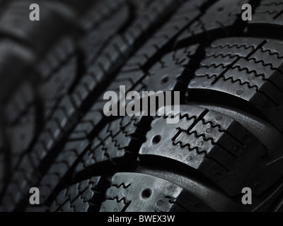 Closeup of a winter car tire tread