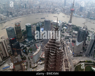 Jin Mao Tower seen from the observation deck of the Shanghai World ...